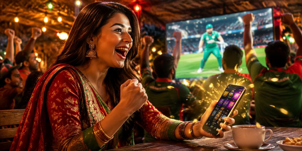 A player enjoying cricket betting at a night market in Rangpur
