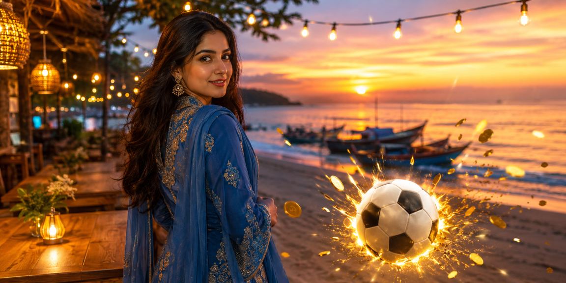 সেন্ট মার্টিনে সালোয়ার কামিজ পরে ফুটবল বেটিং উপভোগ করছেন একজন খেলোয়াড়